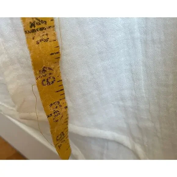 Lands End Dress 100% Cotton Gauzy White Midi Summer Short Sleeve Minimalist sz M - Picture 9 of 9